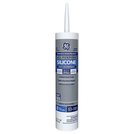 Sticky Situation 10.1 oz GE White Silicone 1 Window & Door Caulk Sealant, 12PK ST3310874